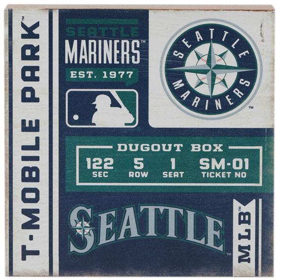 Seattle Mariners Ticket MDF Block Wall Art Open Road Brands