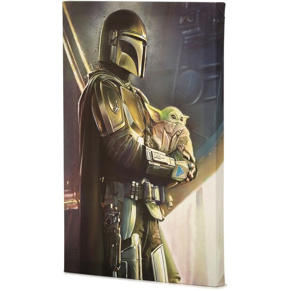Disney Star Wars: The Mandalorian - Mando With Grogu Canvas Wall Decor ...