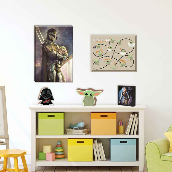 Disney Star Wars: The Mandalorian - Mando With Grogu Canvas Wall Decor ...
