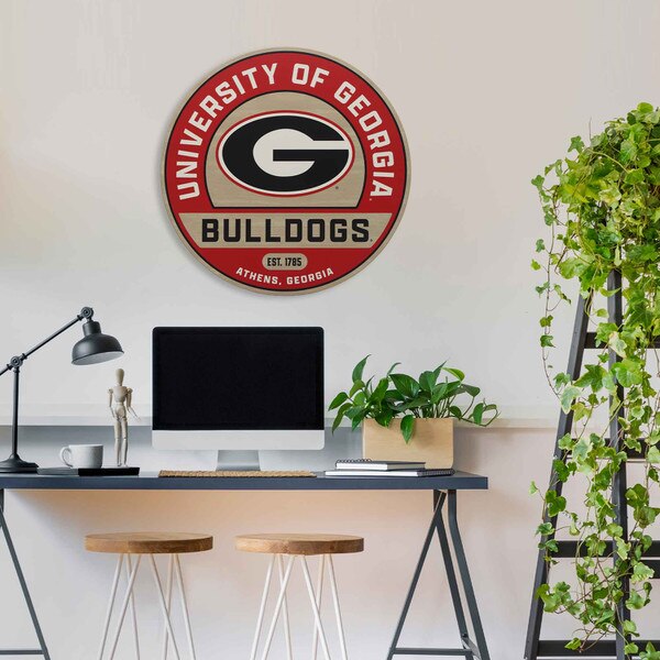 Uga Sign Round University of Georgia Logo Round Wood Grain Wall Decor | Open Road ...