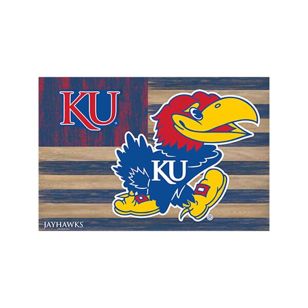 Ku Sign Kansas University Flag Layered Wood Sign | Open Road Brands | Shop-ORB