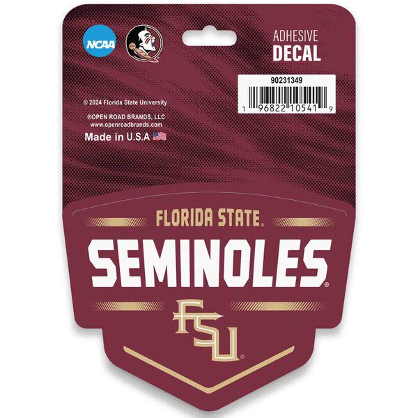 Fsu Sticker Designs Florida State University Badge Adhesive Decal | Open Road Brands | Shop-ORB
